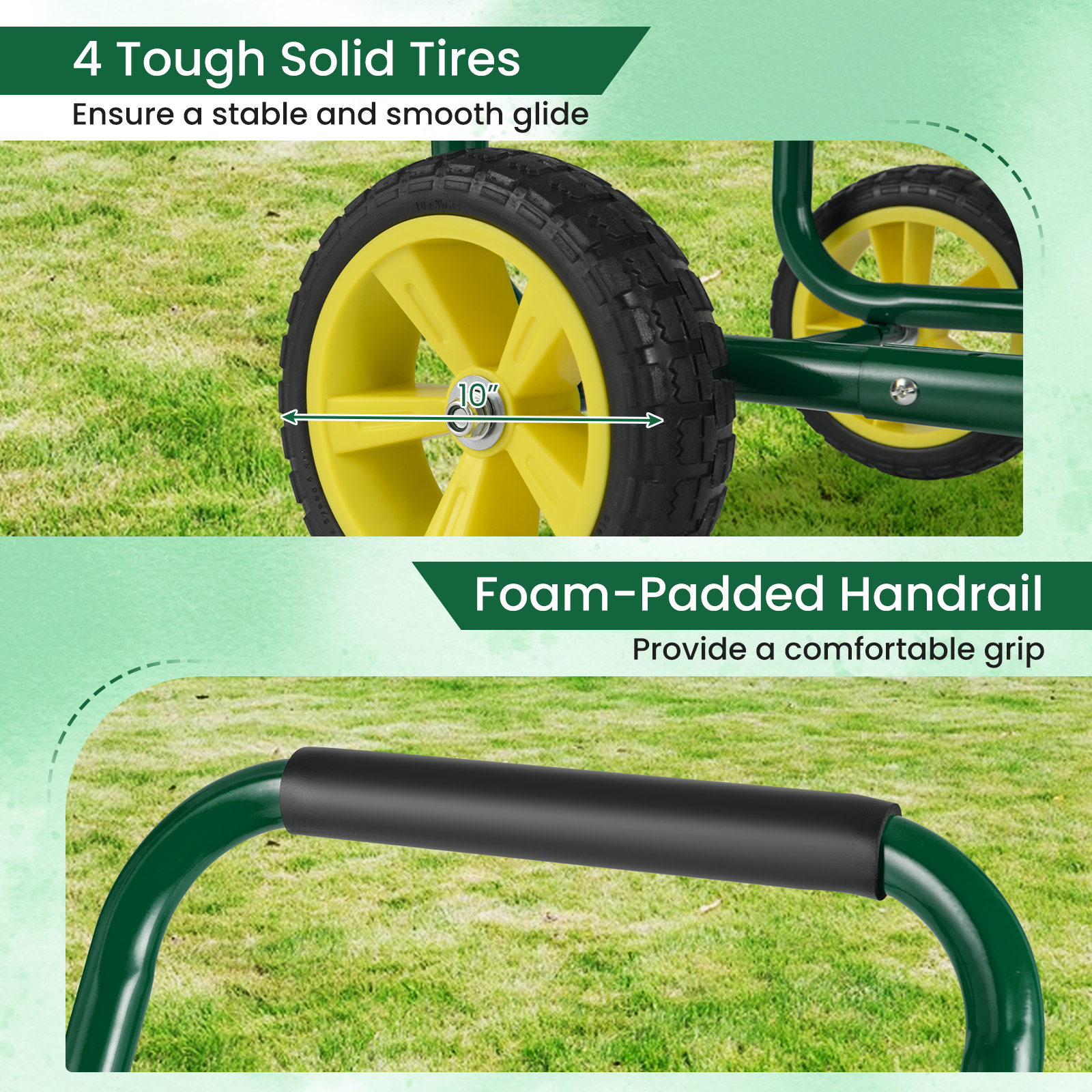 Gymax Garden Hose Reel Cart 300 FT of 5/8'' Large Capacity Heavy-Duty Metal Hose Cart Green