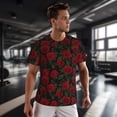 thumbnail image 3 of Wukai Rose Print Men's Short-Sleeved Mesh T-Shirt,Quick-Dry Short Sleeve Workout T-Shirt-6X-Large, 3 of 8