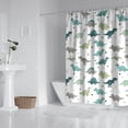 thumbnail image 2 of White Cartoon Dinosaurs Triangles Plants Pattern Shower Curtain 72"x72" ,Bathroom Decorative Shower Curtains Set with 12 Hooks,Modern Waterproof Washable Shower Curtain, 2 of 6