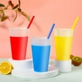 thumbnail image 1 of Vasos reutilizables con tapa y pajita - Paquete de 5 vasos acrílicos delgados de 16 oz para café frío, sin BPA | Vasos de plástico mate que cambian de color para niños y adultos, 1 of 5
