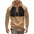 thumbnail image 1 of Sudadera con capucha para hombre, estilo informal, con bloqueo de color, bolsillo, cordón ajustable, manga larga, suéter con capucha, abrigo de poliéster para hombre, 1 of 8