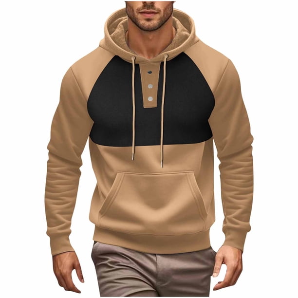 Sudadera con capucha para hombre, estilo informal, con bloqueo de color, bolsillo, cordón ajustable, manga larga, suéter con capucha, abrigo de poliéster para hombre