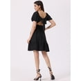 thumbnail image 3 of Unique Bargains Smocked Dress for Women's Summer Casual  Bow Tie Back Ruffle A-Line Dress S Black, 3 of 6