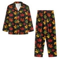 thumbnail image 6 of FOR U DESIGNS Thanksgiving Maple Leaf Pajama Sets for Women 2 Piece Button Down Long Sleeve Pants and V-neck Tops for Women Size L Button Up Jogger Sleepwear, 6 of 7