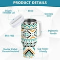 thumbnail image 4 of Boho Aztec 30 oz Tumbler with Handle, Stainless Steel Vacuum Insulated Sports Water Bottle, Leak-proof Travel Coffee Mug Cup with Lid and Straw for Water, Iced Tea or Coffee, 4 of 6