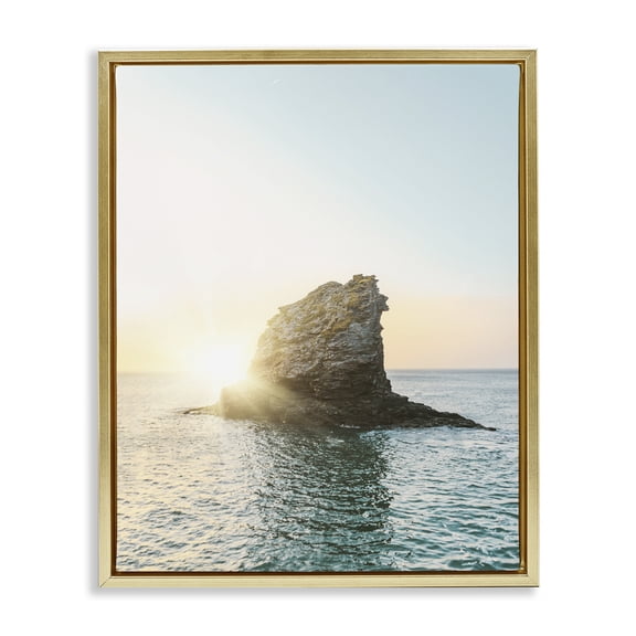 Stupell Industries Contemporary Ocean Rock at Sunset Gold Floating Frame Canvas Art, 17 x 21, by Sisi and Seb