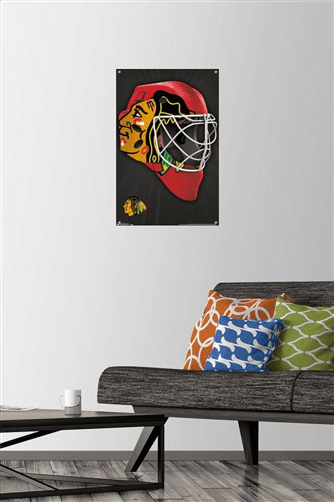NHL Chicago Blackhawks - Mask 16 Wall Poster with Push Pins, 14.725" x 22.375"