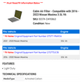 thumbnail image 2 of Cabin Air Filter - Compatible with 2016 - 2023 Nissan Maxima 3.5L V6 2017 2018 2019 2020 2021 2022, 2 of 2