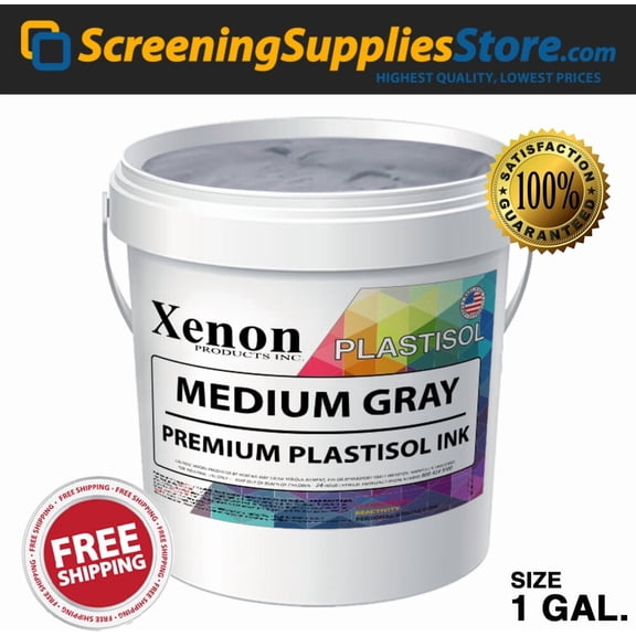 Xenon - Medium Gray Plastisol Ink For Screen Printing - 1 Gallon 128oz