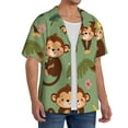 thumbnail image 4 of Naloa Monkeys Swinging from Palms Men's Loose Fit Cuban Collar Short-Sleeve Shirt with Button-down and Chest Pocket for Everyday Wear Outings - XX-Large, 4 of 7