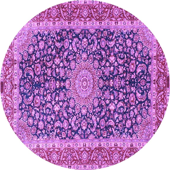 Ahgly Company Indoor Round Medallion Purple Traditional Area Rugs, 5' Round