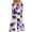 #0047-Purple, variant on Sokhug Womens Floral Print V Neck Jumpsuit 3/4 Sleeve Wide Leg Cropped Pants with Pockets Casual Summer Romper