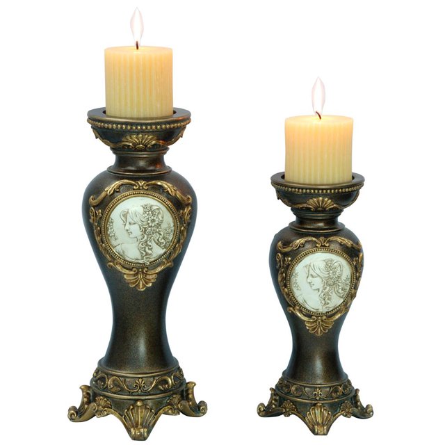 14"/11"H Handcrafted Bronze Decorative Candle Holder