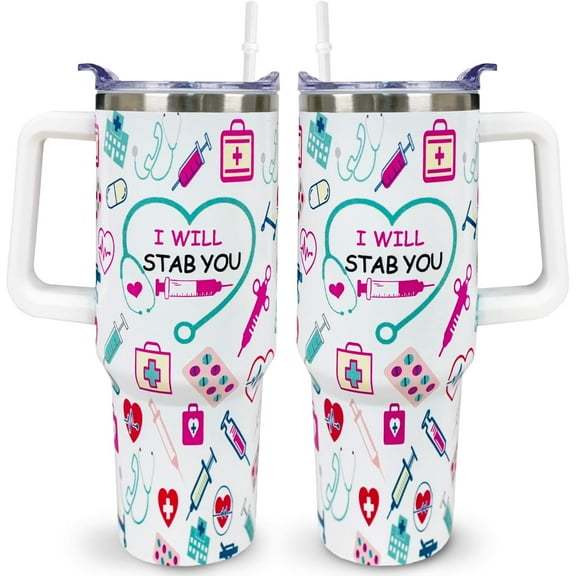 Nurse Tumbler - Stainless Steel Insulated Water Bottle with Lid and Straw - 20 Oz - Gifts for Practitioner, Nursing Student, Men, Women