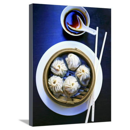 Dim Sum in Bamboo Steamer (China) Stretched Canvas Print Wall Art By Dorota & Bogdan