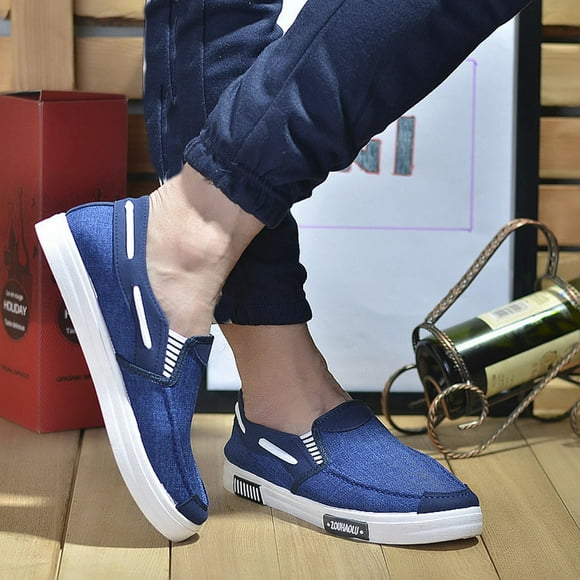 ZTTD Men's Canvas Casual Flat Shoes Breathable Comfortable Soft Lightweight Shoes