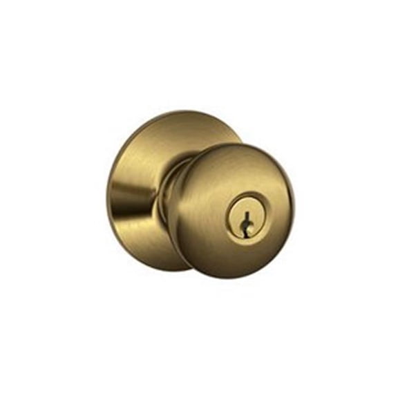 Schlage F51APLY609 Plymouth Keyed Entry Lock C Keyway with 16211 Latch 10063 Strike - Antique Brass