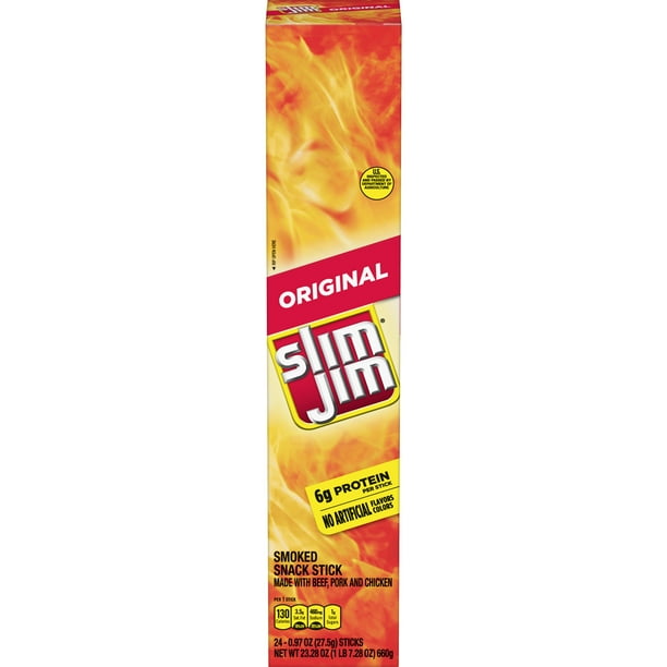 Slim Jim Original Giant Smoked Snack Stick, Keto Friendly Smoked Meat