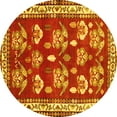 thumbnail image 1 of Ahgly Company Machine Washable Indoor Round Animal Yellow Traditional Area Rugs, 3' Round, 1 of 4