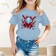 thumbnail image 2 of ibiyuan Girls Shirts Size 10 Holiday Short Sleeve Girls T Shirts Size 14-16 Heart Bow Girls Tops Size 6 Crewneck Basic Tee Quality Vacation Summer Tee Top,6-7 Years, 2 of 6