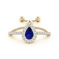 thumbnail image 2 of ANGARA Natural Floating Pear-Shaped Sapphire Bolo Ring with Halo in 14K Yellow Gold for Women (Size-6x4mm) | September Birthstone, Anniversary, Jewelry Gift for Women | Natural Blue Sapphire Ring, 2 of 9