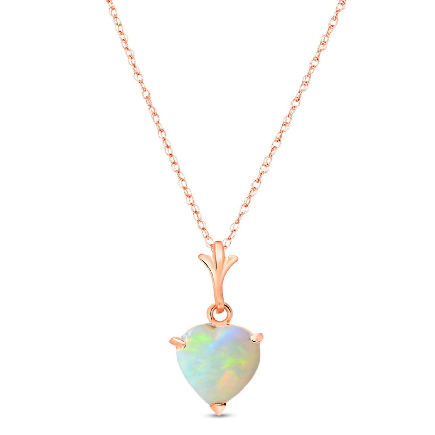 Galaxy Gold 14K Solid Gold Natural Opal Necklace for Women - Rose Gold Fine Jewelry