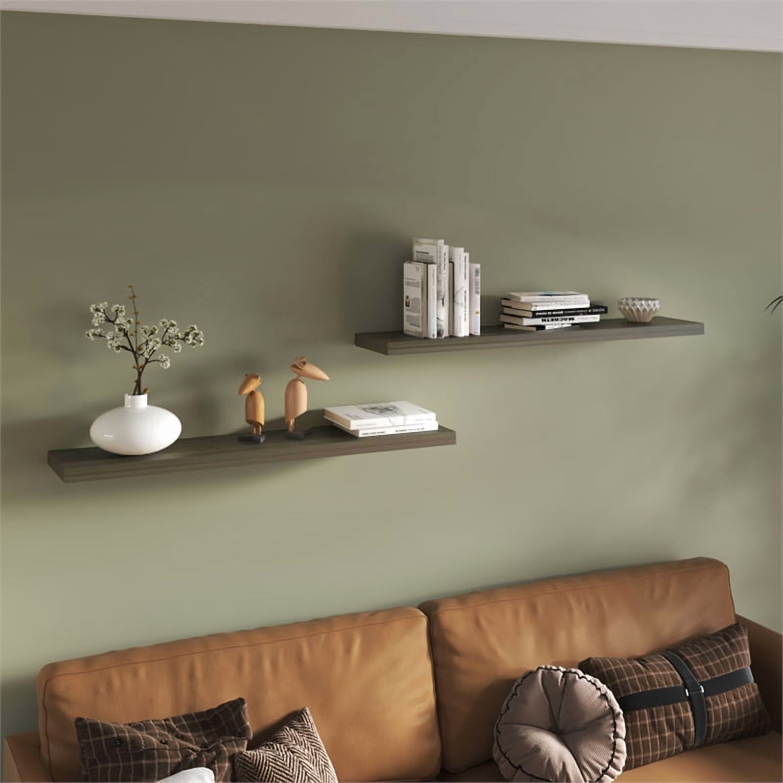 Ecco 47" Wide Floating Shelves Set of 2 Engineered Wood Olive