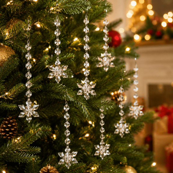 10 Pack Christmas Tree Decoration Crystal Ornaments, Clear Acrylic Icicle Water Drop Pendants for Xmas Tree, Garland, Window and Winter Wedding Decor