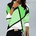 thumbnail image 2 of FRSASU Plus size Women's Stitching Contrast Color Long Sleeve T-shirt Blouse Green 12(XXL), 2 of 5