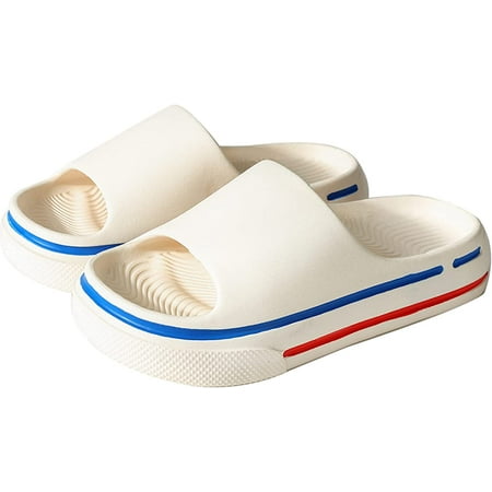 

Wish Shower slippers bathroom sandals non slip cushioning thick sole for men and women（White） S3198