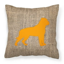 Carolines Treasures BB1083-BL-OR-PW1414 Rottweiler Burlap and Orange Canvas Fabric Decorative Pillow BB1083 14Hx14W