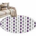thumbnail image 2 of Round Area Rug 3ft,Mid Century Purple Stripe Ripple Washable Carpet Non-Slip Runner Accent Rugs Indoor Floor Mat for Bedroom Living Room Decor,Grey Gradient Abstract Geometric, 2 of 9