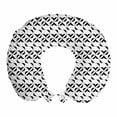 thumbnail image 1 of Abstract Travel Pillow Neck Rest, Continuous Monochromatic Curved Flower Like Motifs Illustration Print, Memory Foam Traveling Accessory Airplane and Car, 12", White and Charcoal Grey, by Ambesonne, 1 of 2