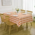 thumbnail image 2 of Fall Thanksgiving Tablecloth Orange and White Gingham Rectangle Table Cloth 60 x 84 Inch - Oblong Orange Checkered Buffalo Plaid Polyester Farmhouse Table Cover Reusable Water Resistant, 2 of 6