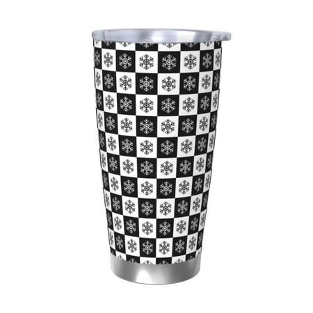 

Salouo Checkerboard With Snowflake 1 Print 20oz Tumbler with Lid Stainless Steel Vacuum Insulated Tumbler Durable Insulated Coffee Mug Thermal Cup with Splash Proof Sliding Lid-Without Straw