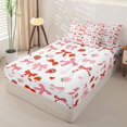 thumbnail image 2 of Homewish Bowknot Kids Zipper Twin Comforter Sets with Fitted Sheet and 2 Pillowcases, Strawberry Print Zipper Bedding Set, Black Reversible, Pink Reversible, 4 Pieces, 2 of 6