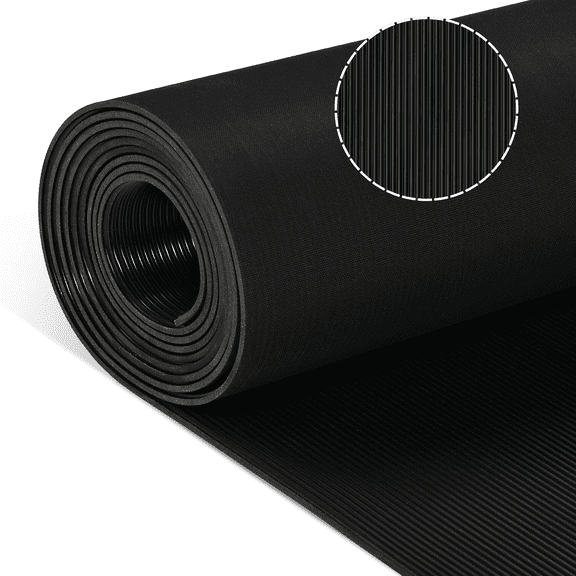 PPOSFPH Outdoor Rubber Mat, Corrugated Fine Rib Heavy Duty Floor Mat Non-Slip Garage Flooring for Indoor and Outdoor, 3.3ft x 9.8ft
