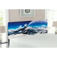 thumbnail image 2 of Fantasy Headboard, Celestial View of Snow Capped Mountains and Alien Planet Print, Upholstered Decorative Metal Bed Headboard with Memory Foam, Full Size, White and Navy Blue, by Ambesonne, 2 of 4