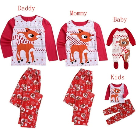 

Bescita Women Mom Deer Tops Blouse Pants Family Pajamas Sleepwear Christmas Outfits Set