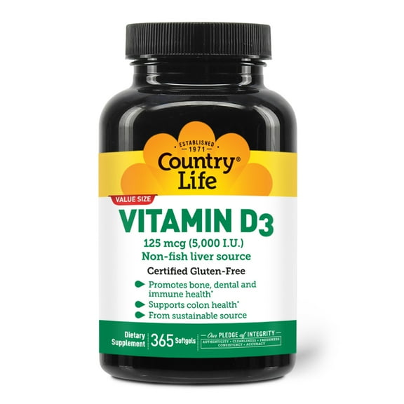 Country Life Vitamin D3 5000IU 365 Softgel