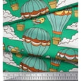thumbnail image 2 of Soimoi Green Japan Crepe Satin Fabric Bird & Air Balloons Holiday Printed Craft Fabric by the Yard 42 Inch Wide, 2 of 3