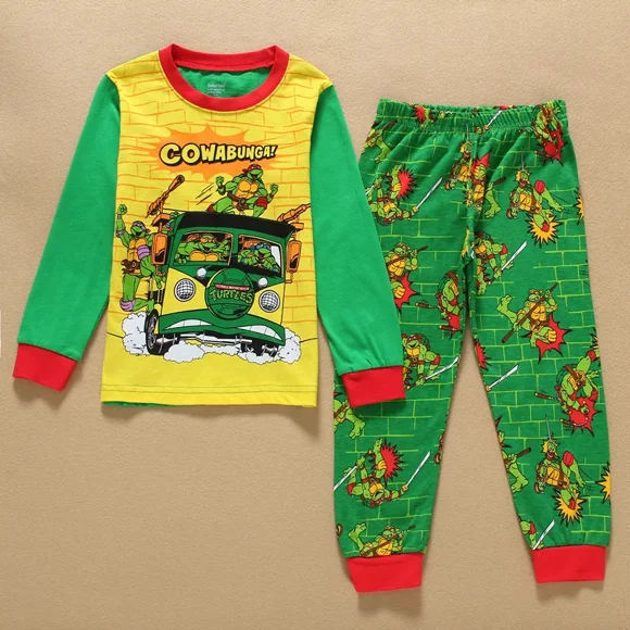 2PCS Teenage Mutant Ninja Turtles Pajama Sets Boys Girls Home Clothes Children's Cotton Cartoon Cosplay Kid Sleepwear Suits Gift