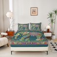 thumbnail image 2 of Erosebridal Elephant Fitted Sheet Full for Boys Girls, Ornate Pattern Bed Set, 3-Piece 1 Fitted Sheet and 2 Pillowcases, 2 of 6