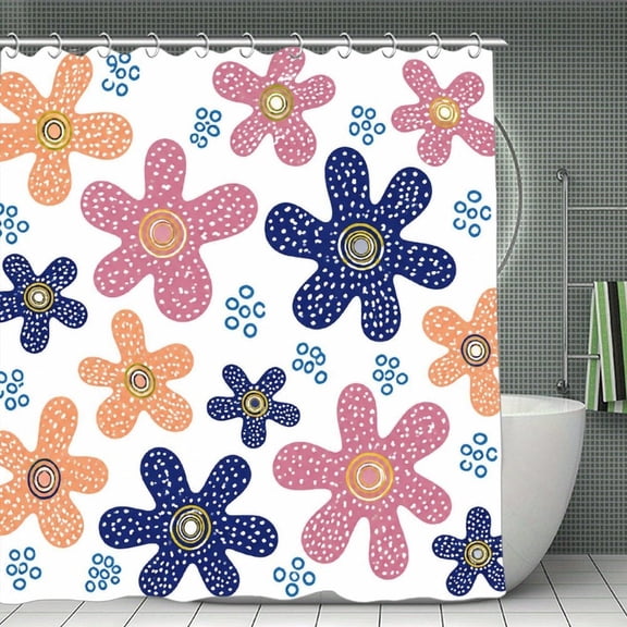 Scattered Starfish Pattern Print Shower Curtain,Cloth Fabric Waterproof Polyester Bathroom Home Decor Set with Hooks 70.8×70.8Inch