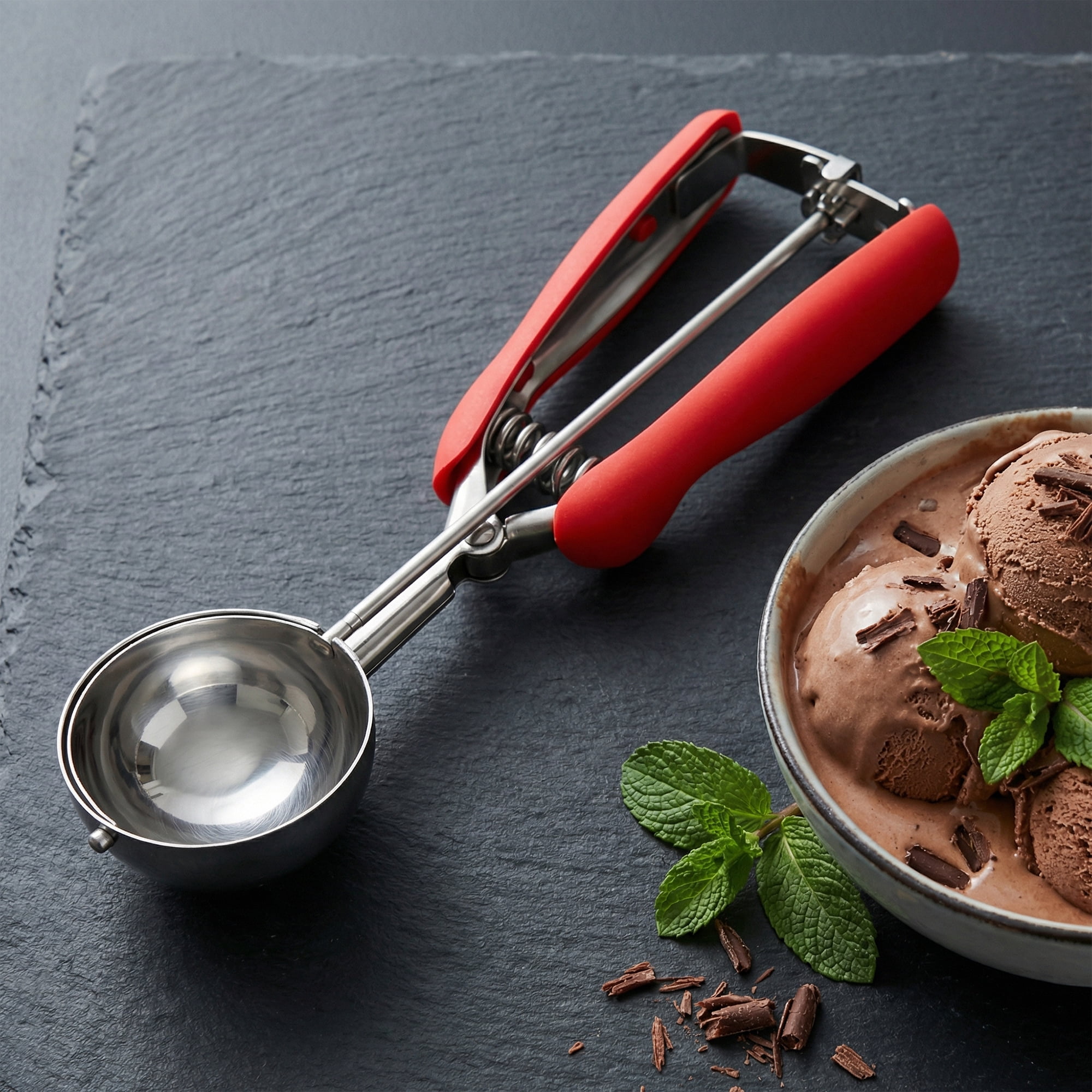 Unique Bargains Stainless Steel Ice Cream Scoop with Reinforced Handle Red 9.1in
