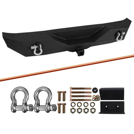 2dr Bomber Rear Bumper - HURRISE Black Textured Rear Bumper Fit for 2007-2018 Jeep Wrangler JK New, Black Rear Bumper, Black Textured Rear Bumper