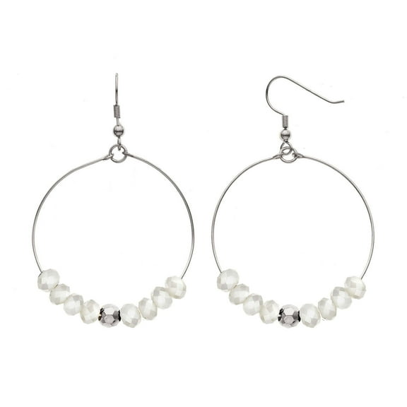 X & O 14KT Rhodium Plated and White Beads Earring