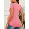 thumbnail image 5 of Yawrut Women's Fashionable Maternity Wear, Ruffled Pleated Elastic and Comfortable Pink Short-Sleeved Maternity Top, 5 of 8