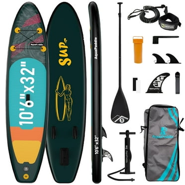 LNOW 10.6'x32" Super Wide Inflatable Stand up Paddle Board (SUP) Kit – Premium SUP with Pump, Paddle, Backpack – 6" Thick, 400lbs Capacity – for Lakes, Oceans, Yoga, Fishing – Lightweight & Portable