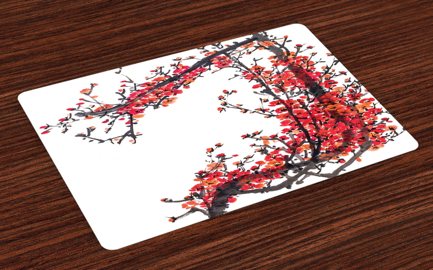 Japanese Placemats Set of 4 Japanese Cherry Blossom Sakura Branch with